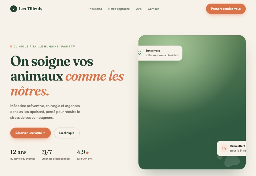 Aperçu du site veterinaire